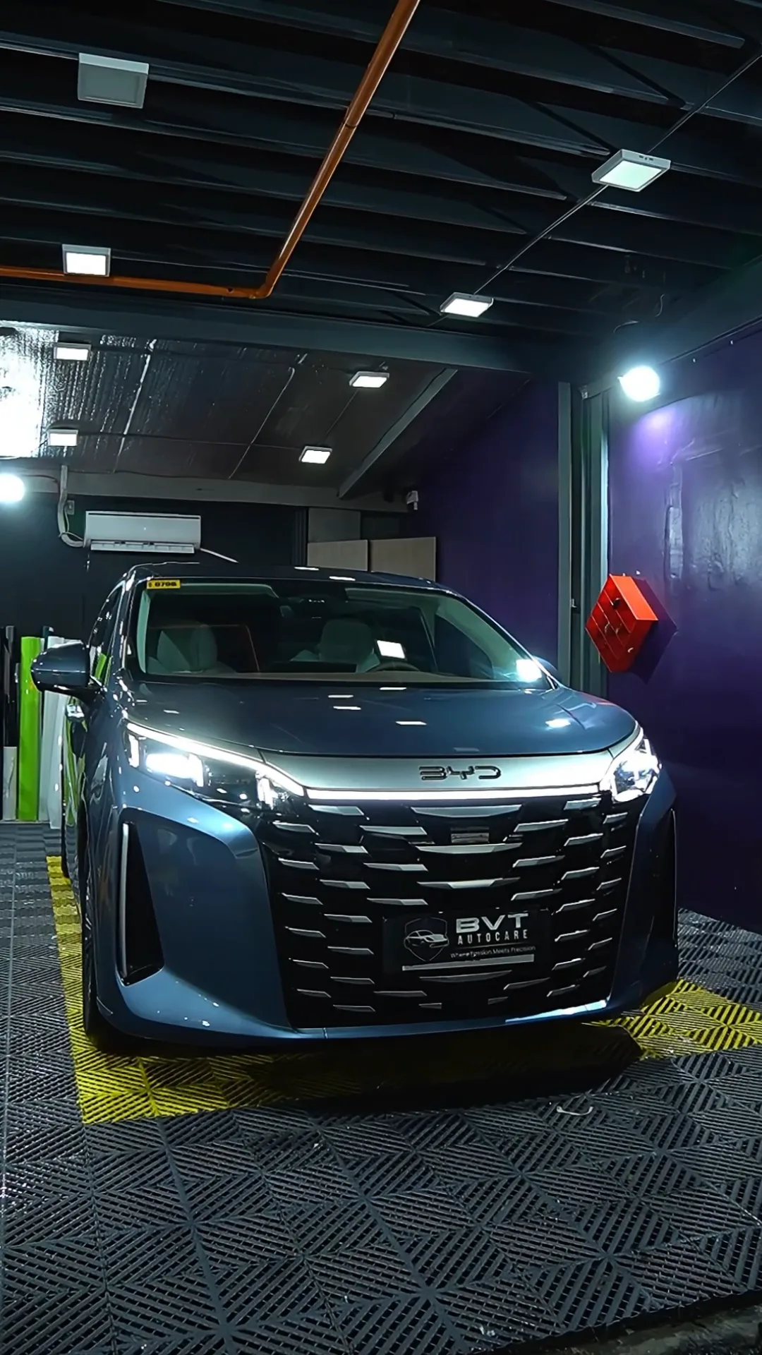 BYD eMAX 9: paint protection film, a still from BVT Tuning's film of the job